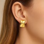 Puffed X C Hoops Earrings | 14K Gold