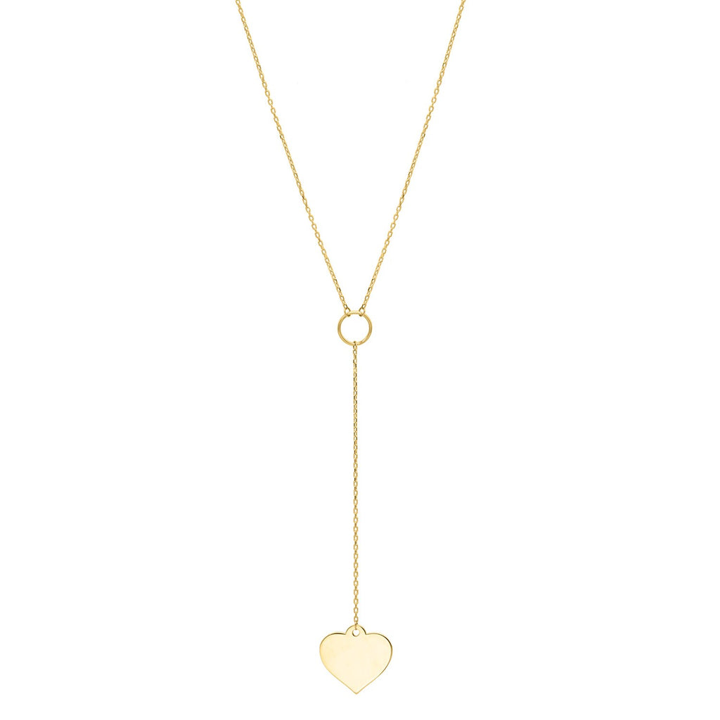 Lariat Heart Necklace in 10K Yellow Gold