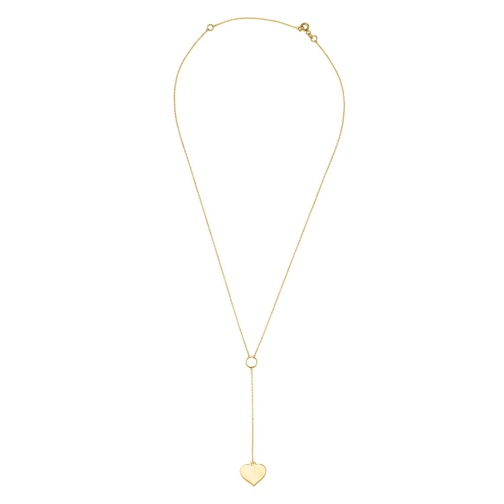 Lariat Heart Necklace in 10K Yellow Gold