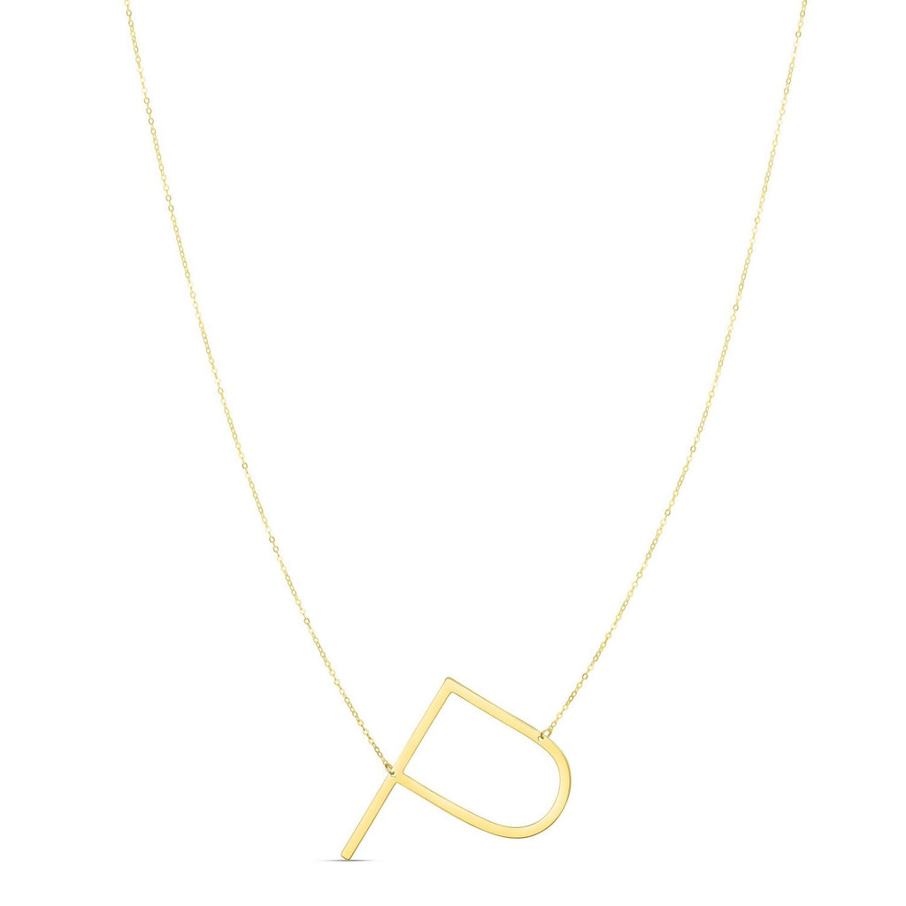 14K Yellow Gold Yours Truly Large Initial P Necklace