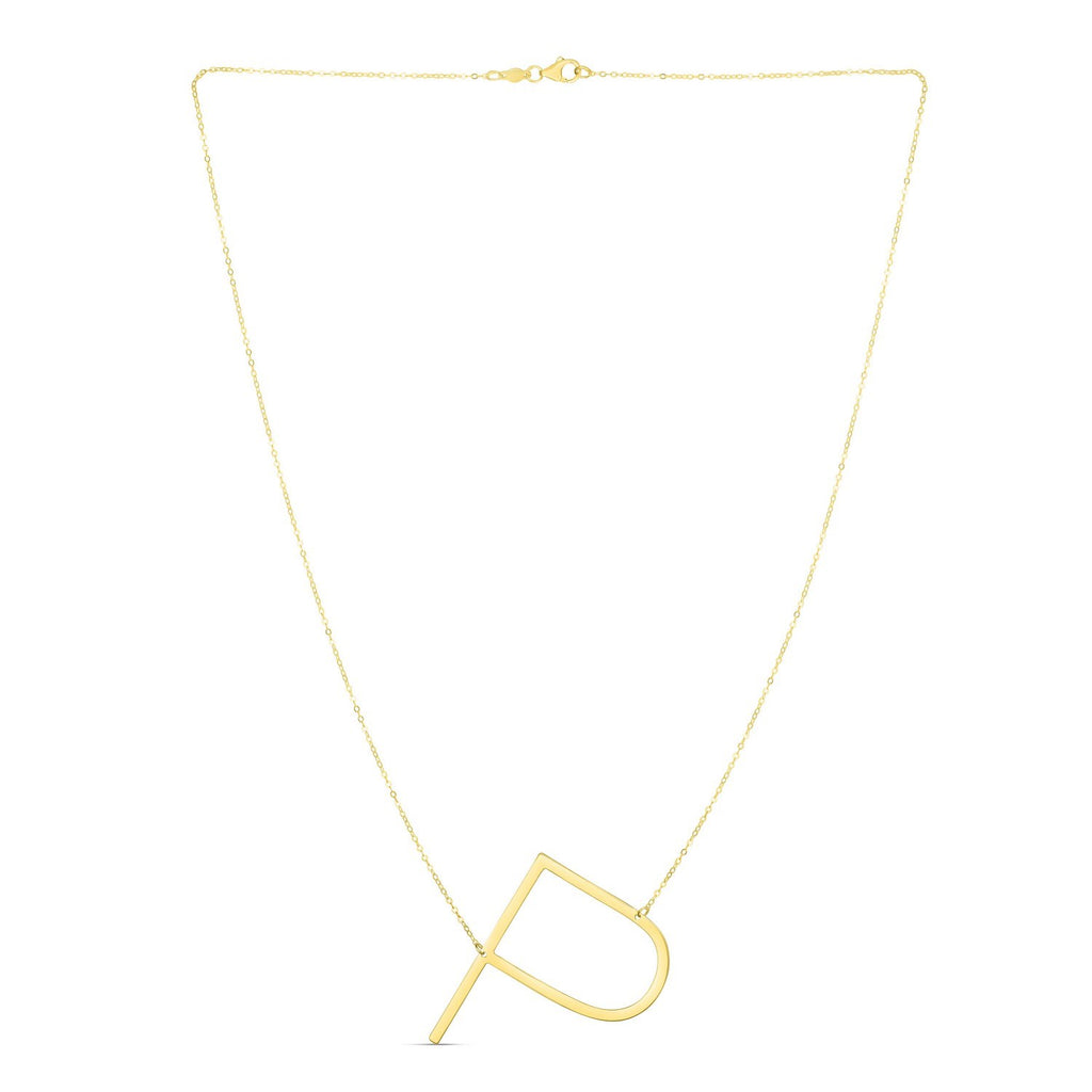 14K Yellow Gold Yours Truly Large Initial P Necklace