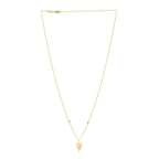 Elongated Heart And Bead Station Necklace in 14K Yellow Gold