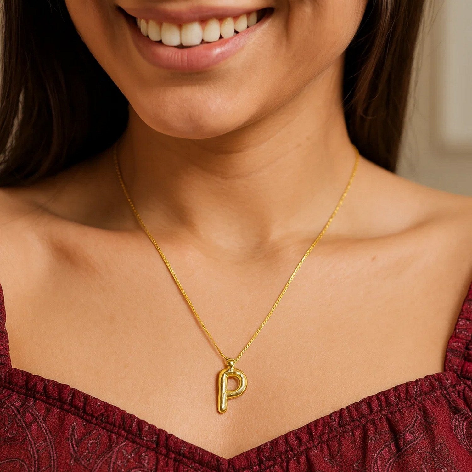 14K Yellow Gold Helium Initial P Pendant