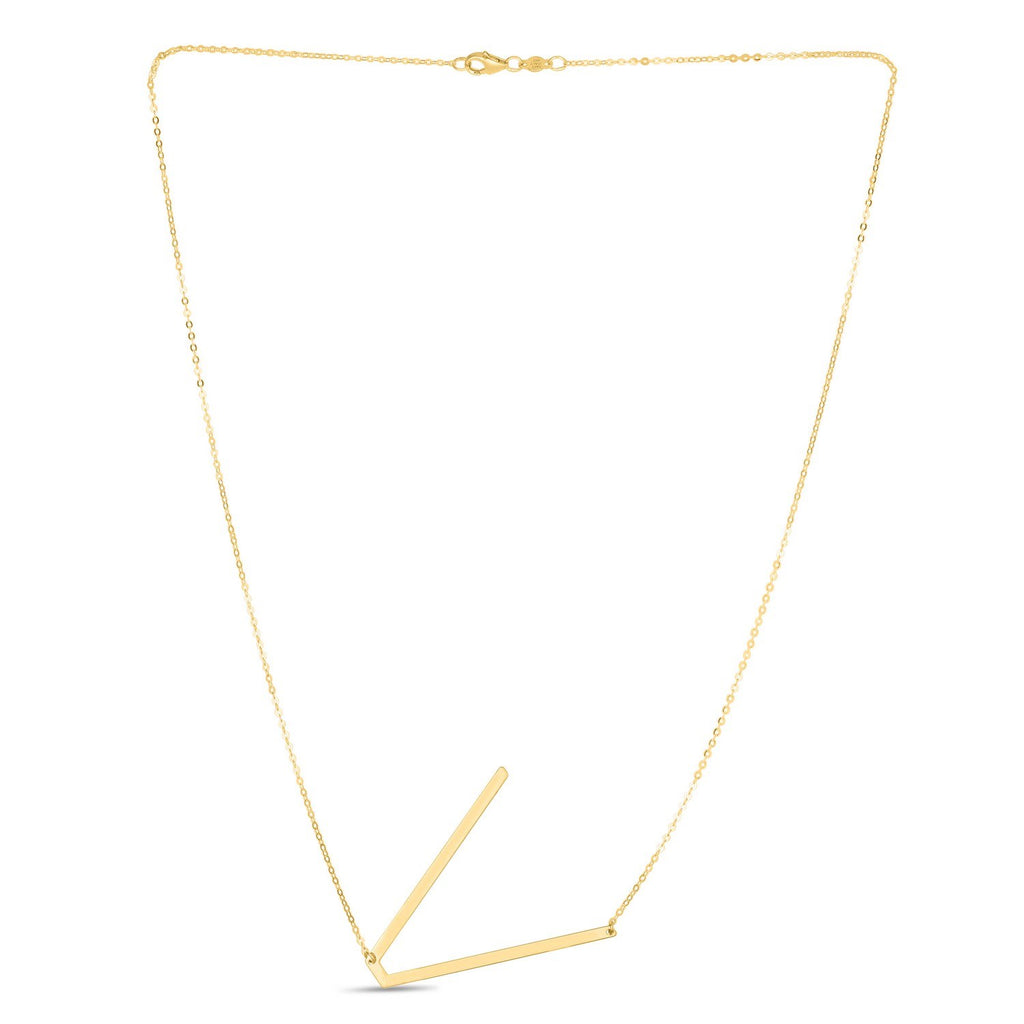 14K Yellow Gold Yours Truly Large Initial V Necklace