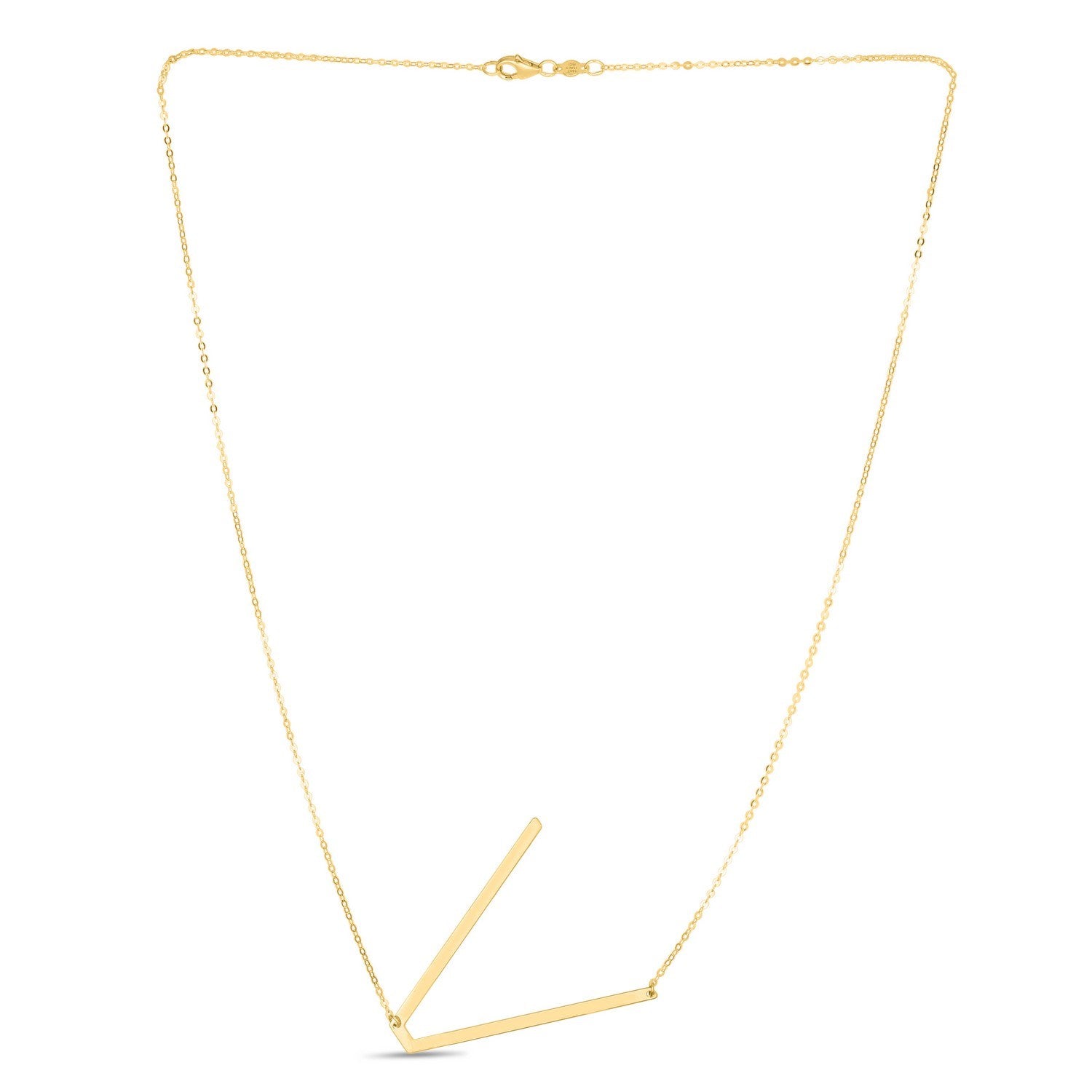 14K Yellow Gold Yours Truly Large Initial V Necklace