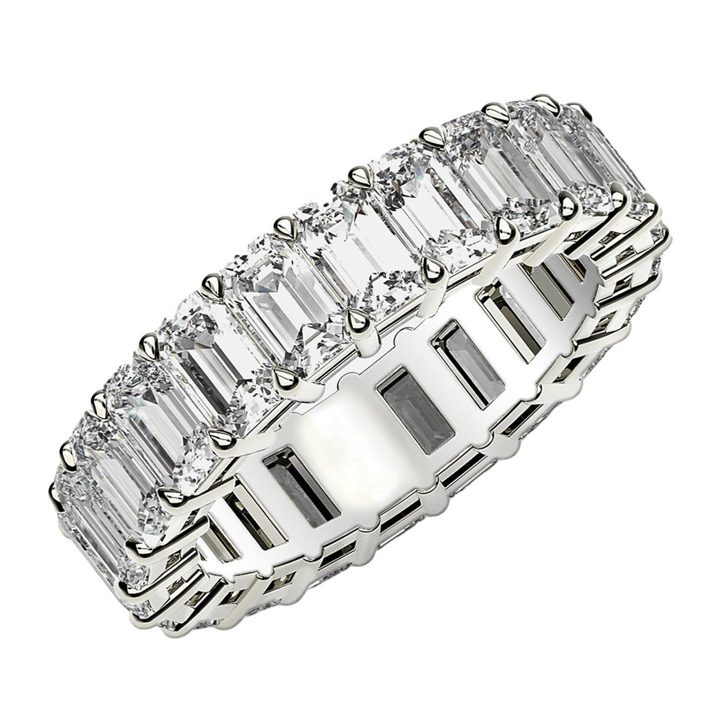 4.00 ct Emerald Cut Lab Grown Diamond Eternity Ring in 14K White Gold