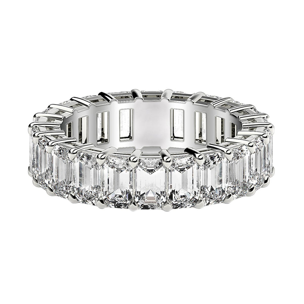 4.00 ct Emerald Cut Lab Grown Diamond Eternity Ring in 14K White Gold