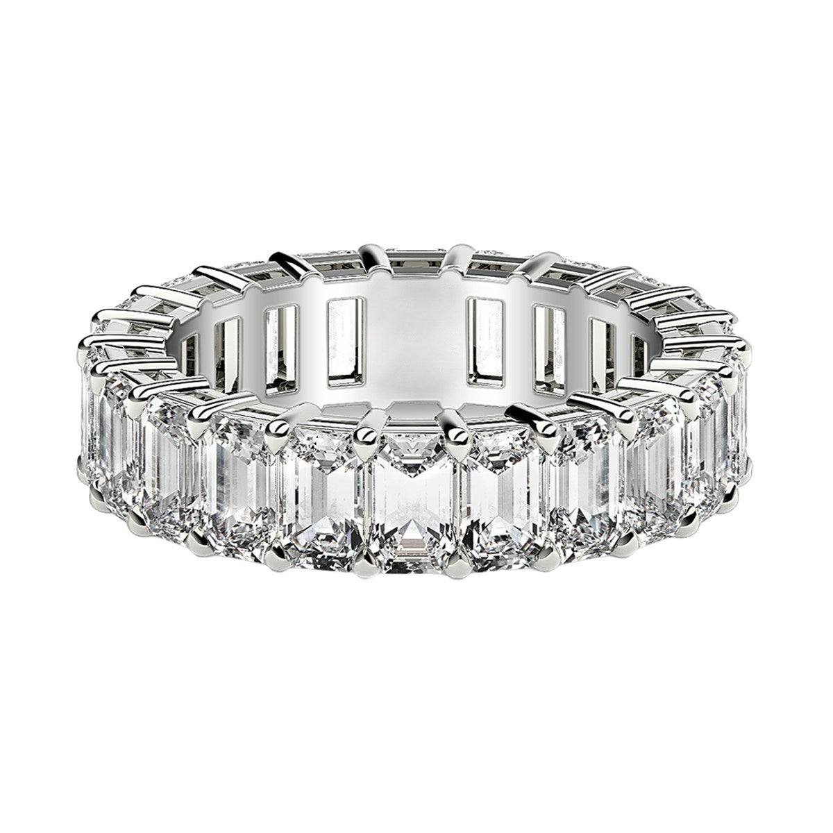 4.00 ct Emerald Cut Lab Grown Diamond Eternity Ring in 14K White Gold