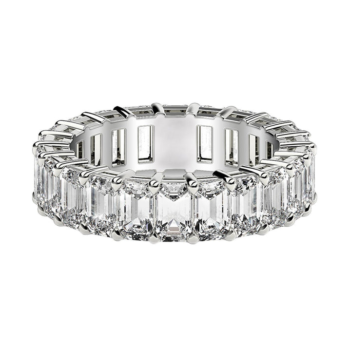 4.00 ct Emerald Cut Lab Grown Diamond Eternity Ring in 14K White Gold