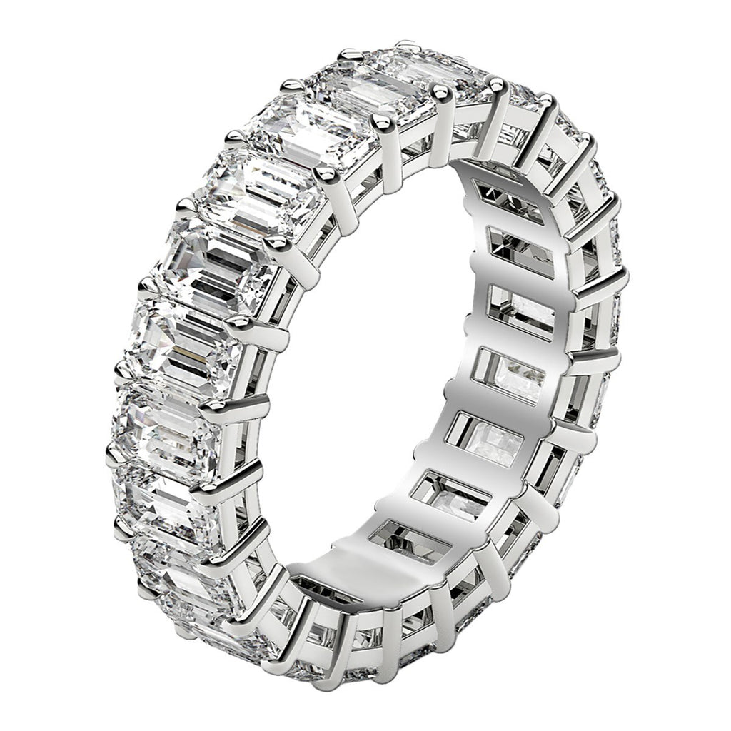 4.00 ct Emerald Cut Lab Grown Diamond Eternity Ring in 14K White Gold