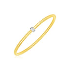 Front view of 14K yellow gold diamond stretch bangle, 3.00mm