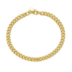 14K Yellow Gold Petite Faceted Cuban Link Chain Bracelet