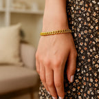 14K Yellow Gold Petite Faceted Cuban Link Chain Bracelet