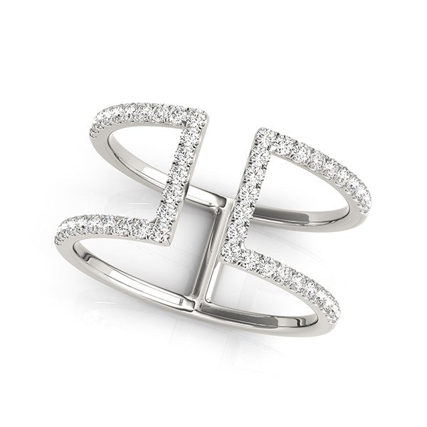 Diamond Parallel Dual Ring in 14K White Gold | Pavé