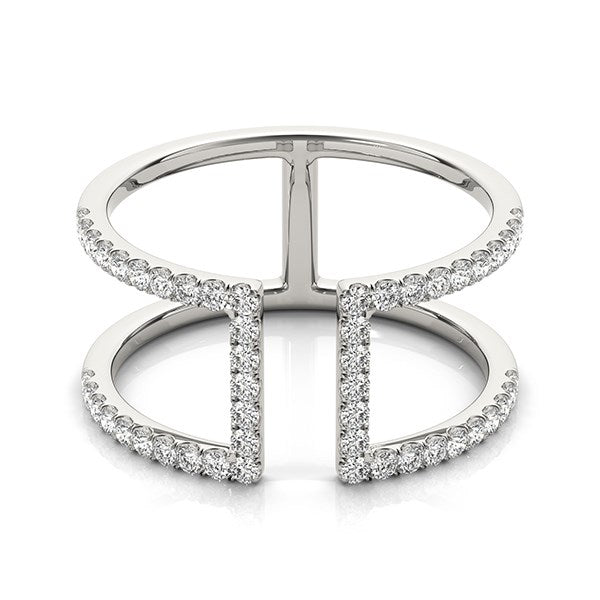 Diamond Parallel Dual Ring in 14K White Gold | Pavé