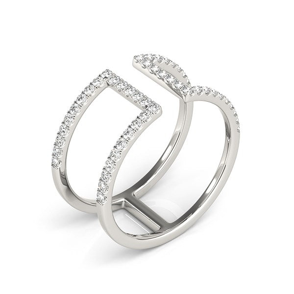 Diamond Parallel Dual Ring in 14K White Gold | Pavé