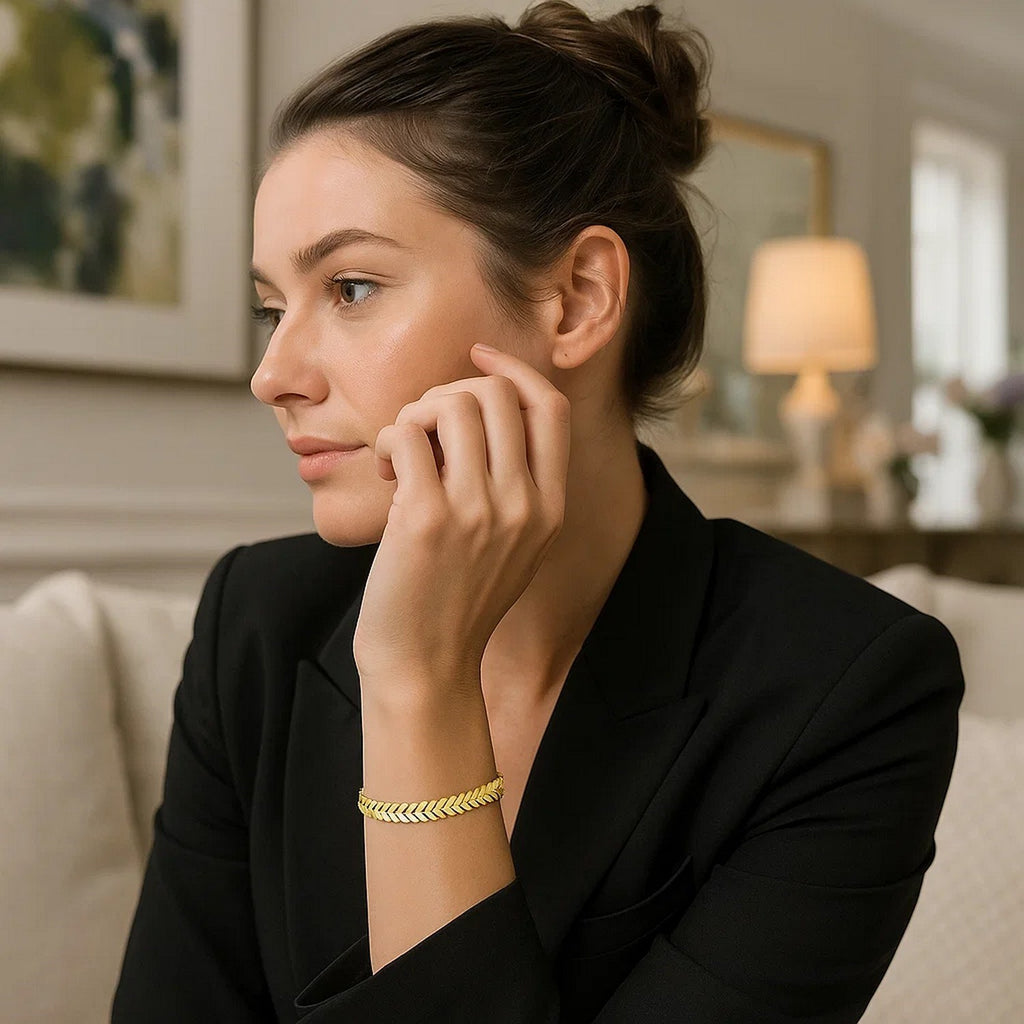 High Polish Chevron Link Bracelet in 14K Yellow Gold