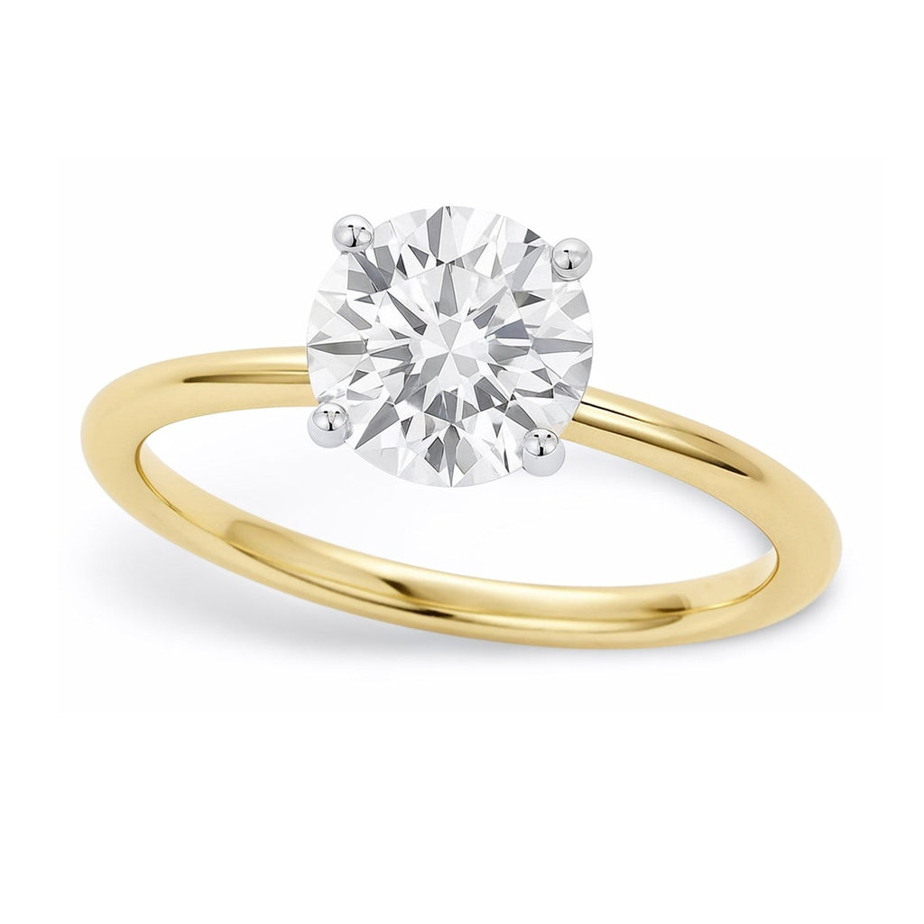 1 Carat Round Lab Grown Diamond Solitaire Ring in 14K Yellow Gold