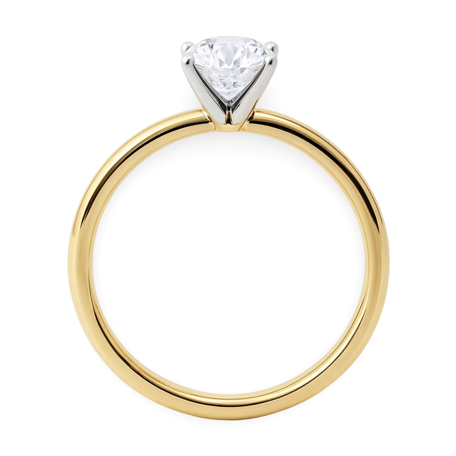 1 Carat Round Lab Grown Diamond Solitaire Ring in 14K Yellow Gold