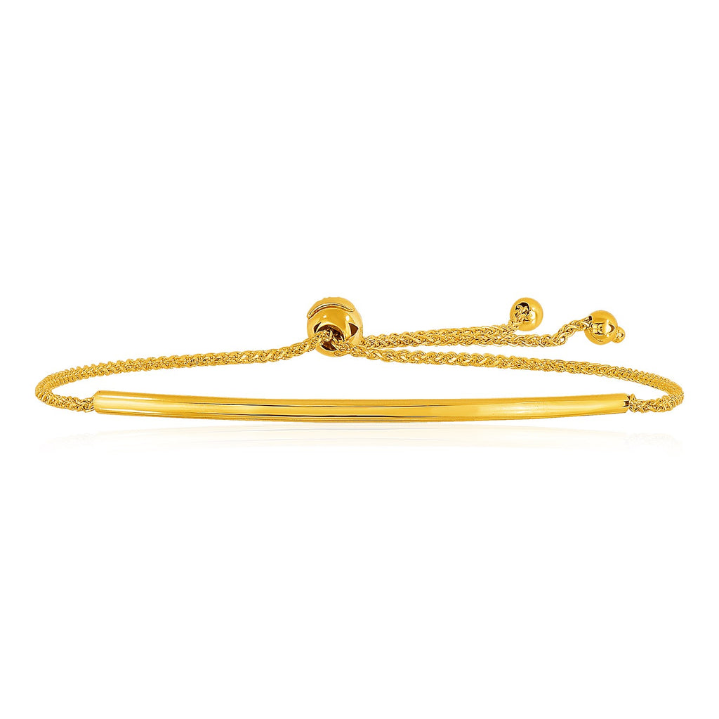 Smooth Curved Bar Lariat Design Bracelet in 14K Yellow Gold