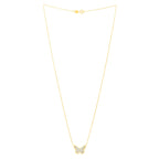 Checkered Butterfly Necklace in 14K Yellow Gold