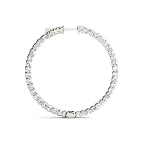 Diamond Hoop Earrings | Shared Prong  | 14K Gold  Hoop Earrings DEEVE