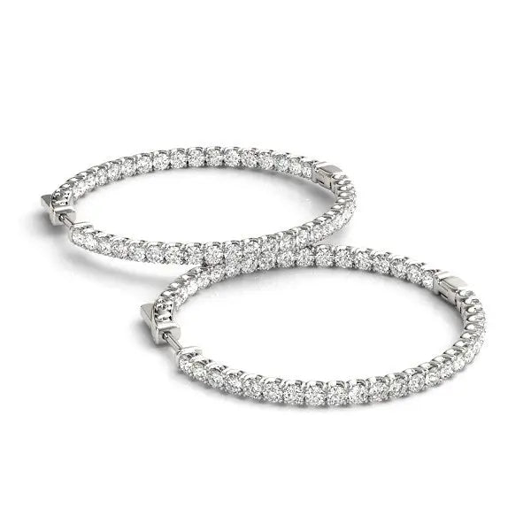 Diamond Hoop Earrings | Shared Prong  | 14K Gold  Hoop Earrings DEEVE
