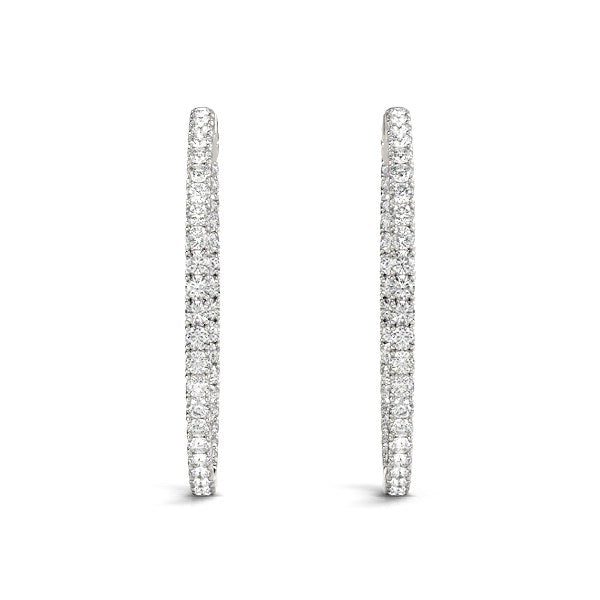 Diamond Hoop Earrings | Shared Prong  | 14K Gold