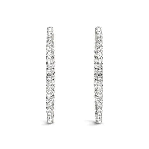 Diamond Hoop Earrings | Shared Prong  | 14K Gold  Hoop Earrings DEEVE