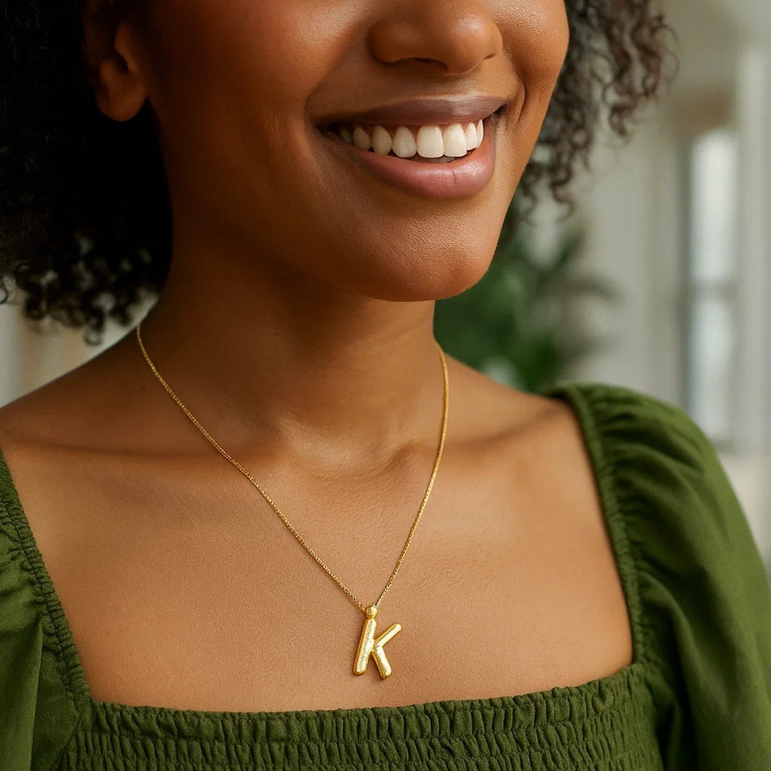 14K Yellow Gold Helium Initial K Pendant