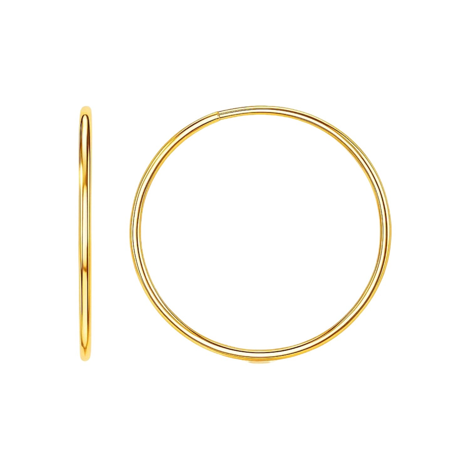 14K Yellow Gold Endless Hoop Earrings