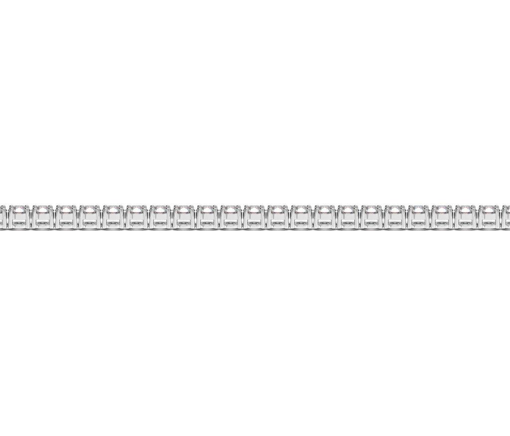 Flat strand of a 3 carat lab grown diamond tennis bracelet in 14K white gold