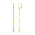 Textured Bar Long Drop Earrings | 14K Gold