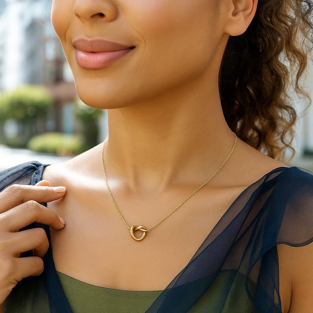 Love Knot Pendant Necklace in 14K Yellow Gold