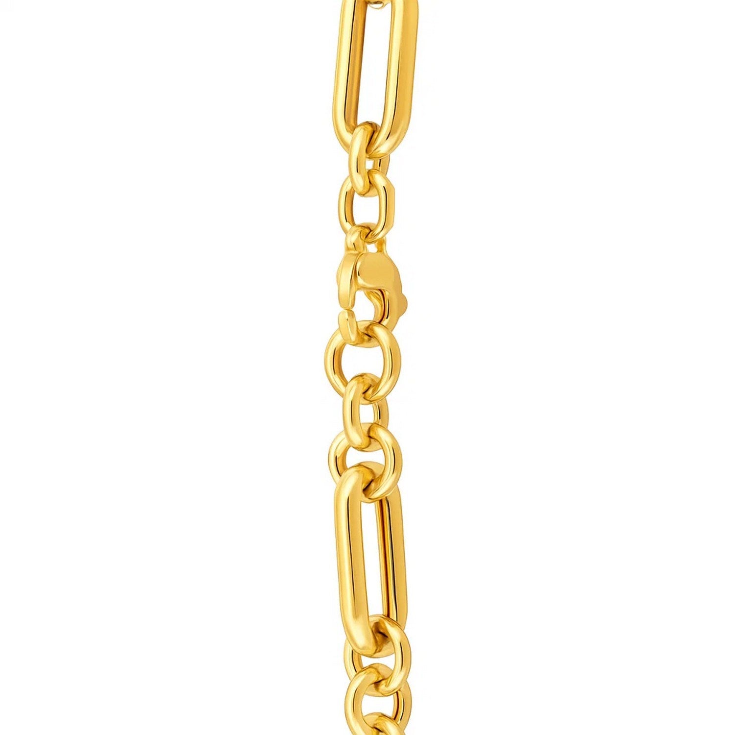 Alternating Paperclip & Round Link Chain Necklace in 14K Yellow Gold