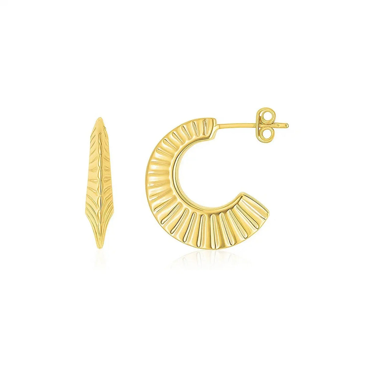 Graduated Scalloped Pointed Half Hoops | 14K Gold  Hoop Earrings DEEVE