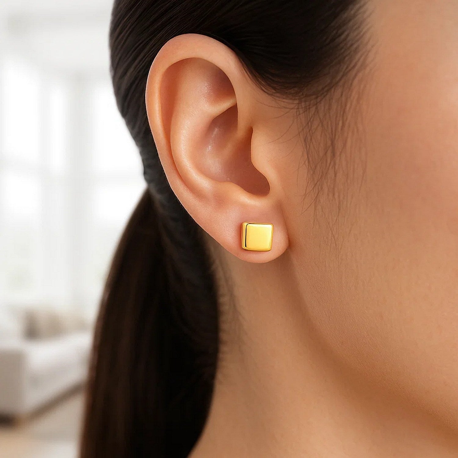 Polished Cube Earrings | 14K Gold