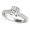 Round Diamond Engagement Ring | Milgrain Pavé Set Band in 14K White Gold | 1.12 cttw