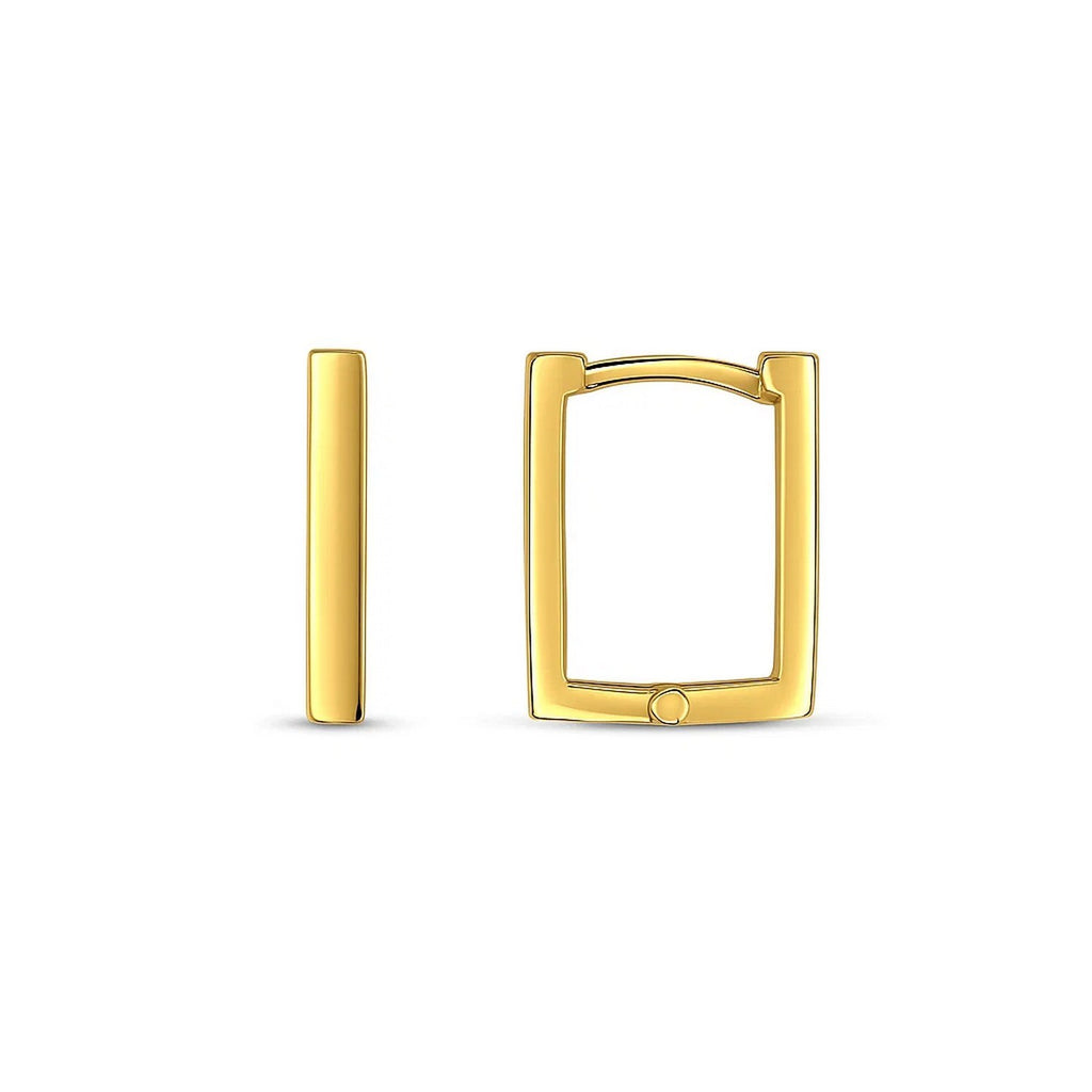 Rectangle Huggie Hoops | 14K Gold