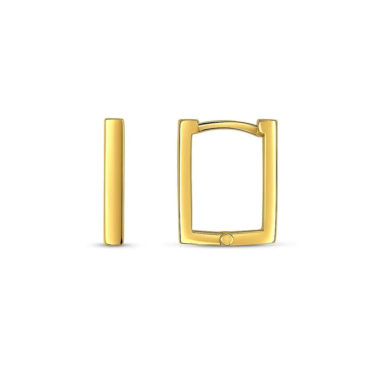 Rectangle Huggie Hoops | 14K Gold  Hoop Earrings DEEVE