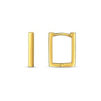 Rectangle Huggie Hoops | 14K Gold