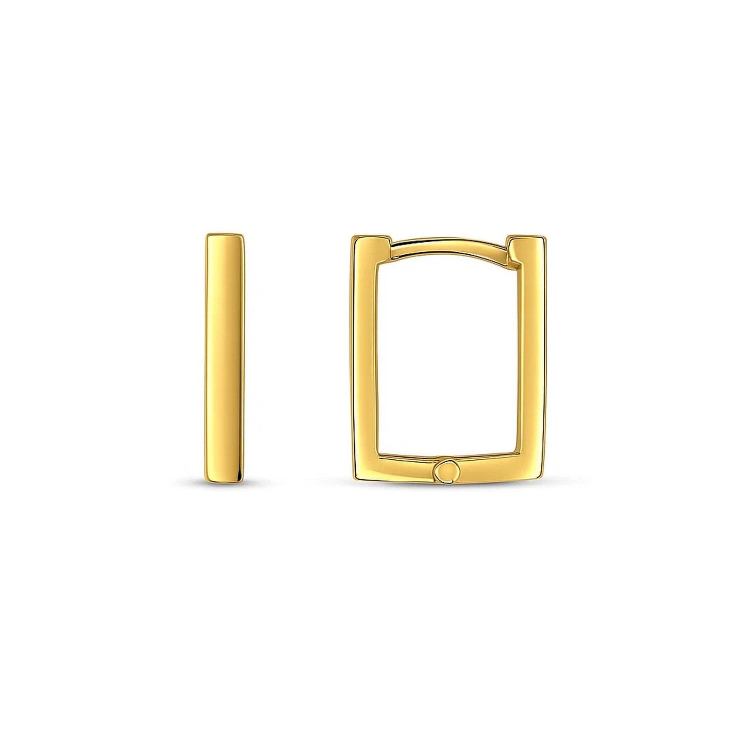 Rectangle Huggie Hoops | 14K Gold