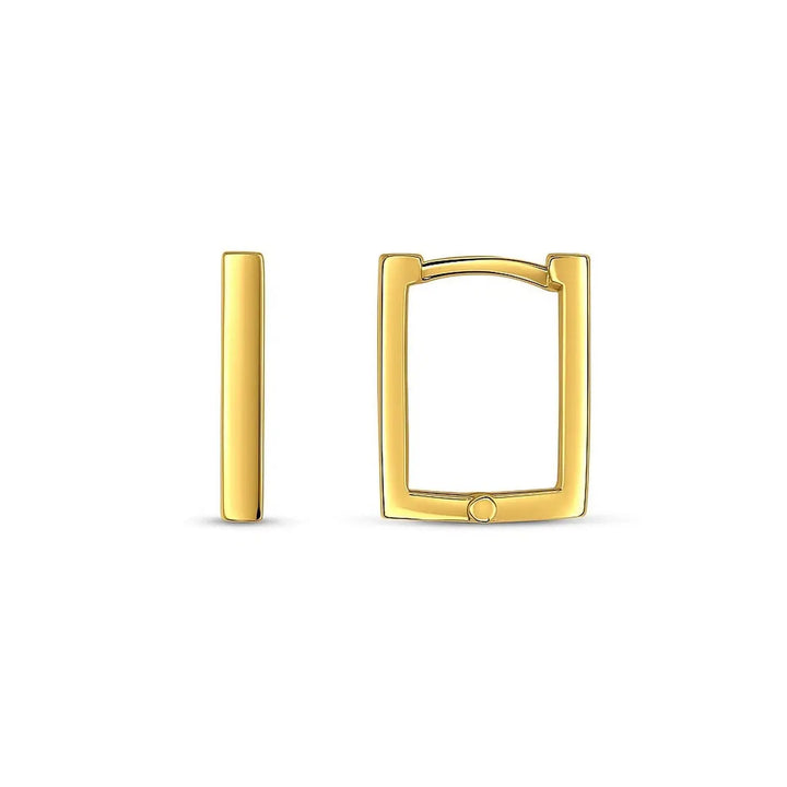 Rectangle Huggie Hoops | 14K Gold  Hoop Earrings DEEVE