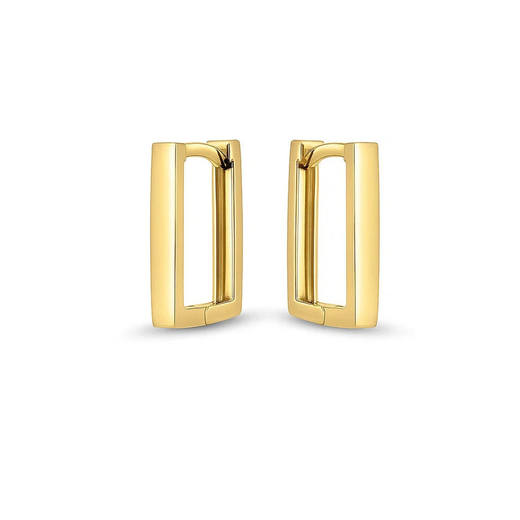 Rectangle Huggie Hoops | 14K Gold