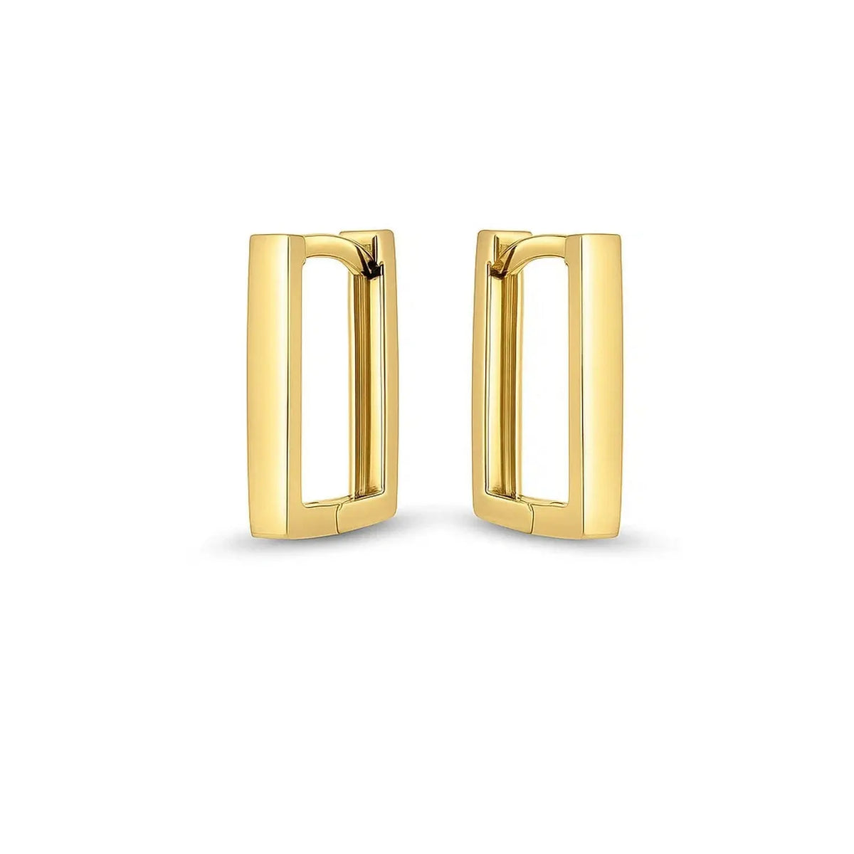 Rectangle Huggie Hoops | 14K Gold  Hoop Earrings DEEVE