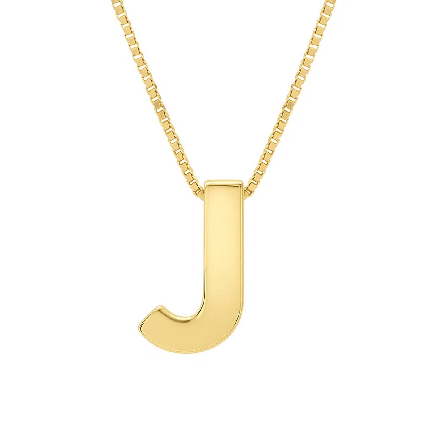 14K Yellow Gold Yours Truly Block Letter Initial J Necklace