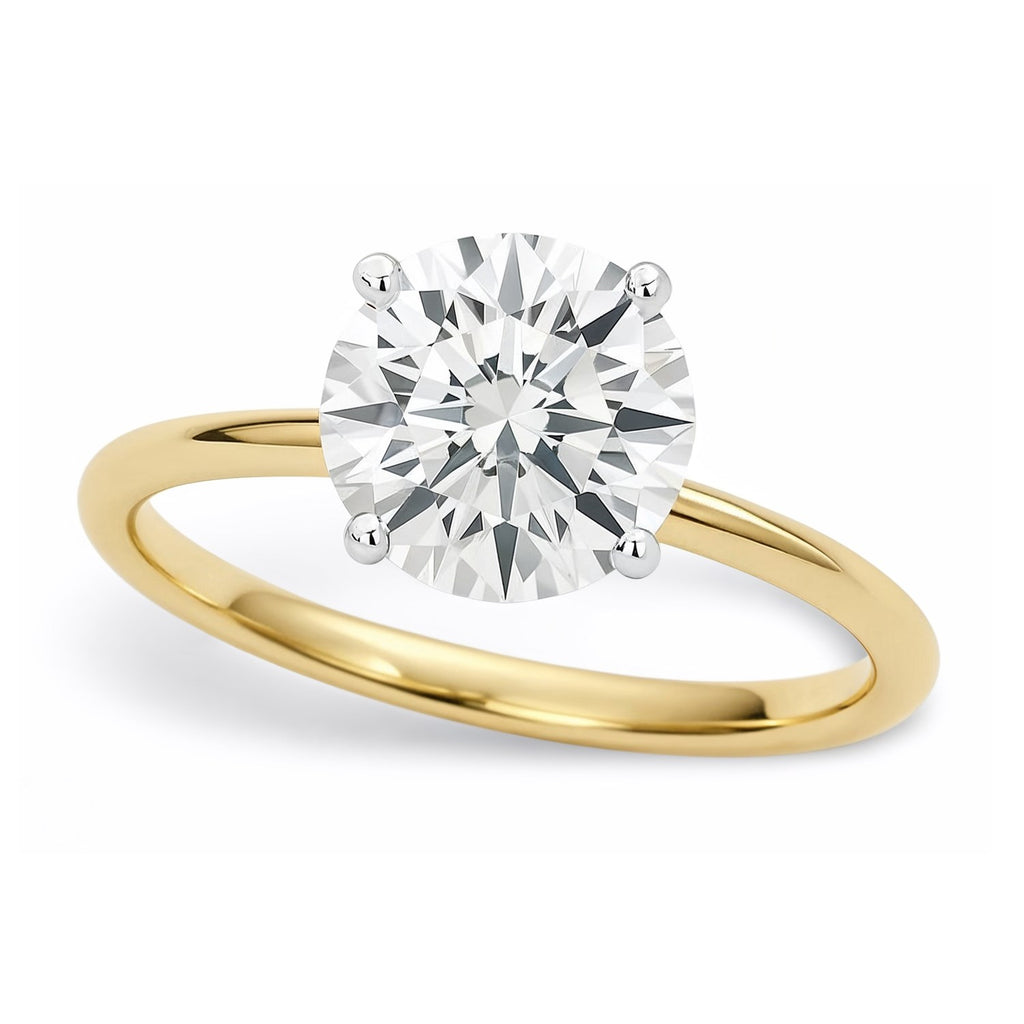 solitaire engagement lab grown round cut diamond ring in 14k yellow gold 
