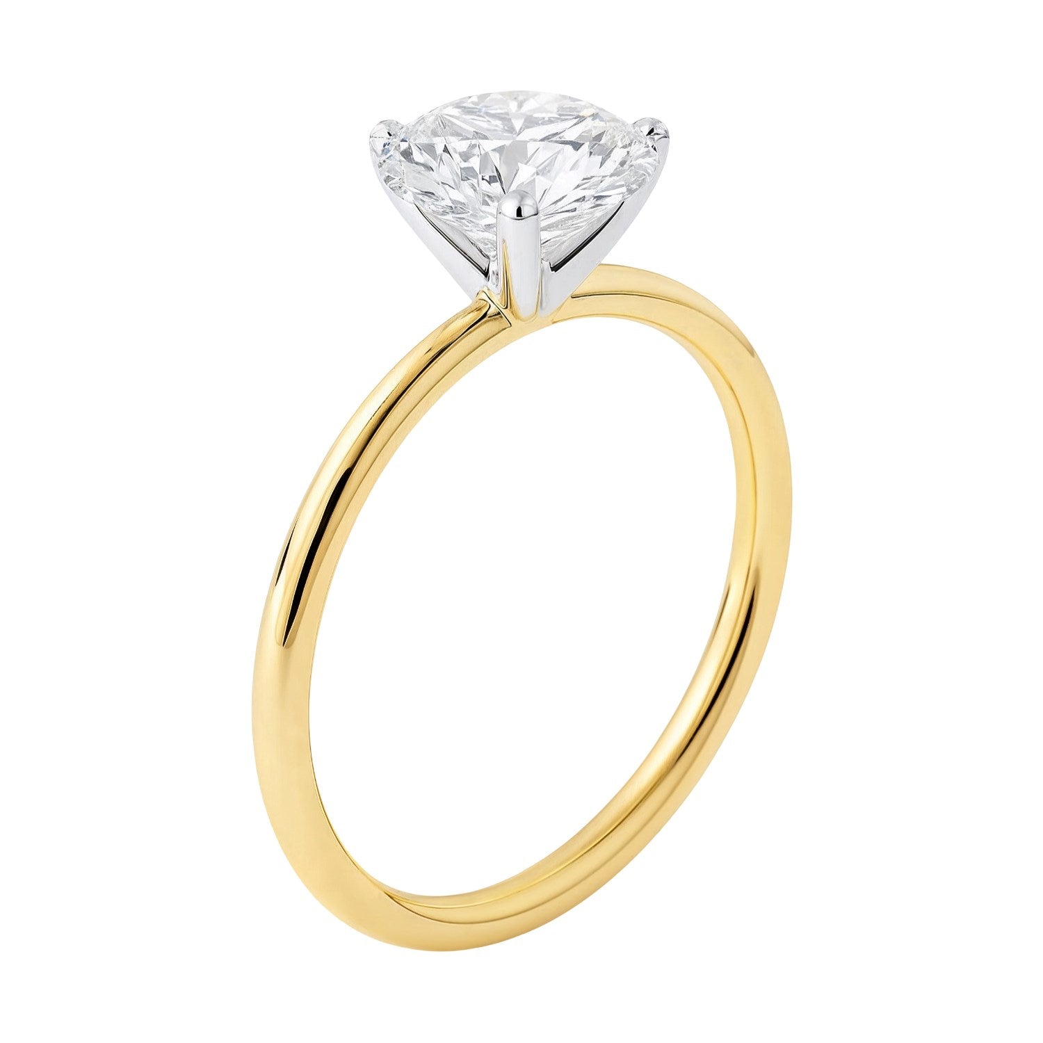 1 1/2 Carat Round Lab Grown IGI G/VS1 Diamond Solitaire Ring in 14K Yellow Gold