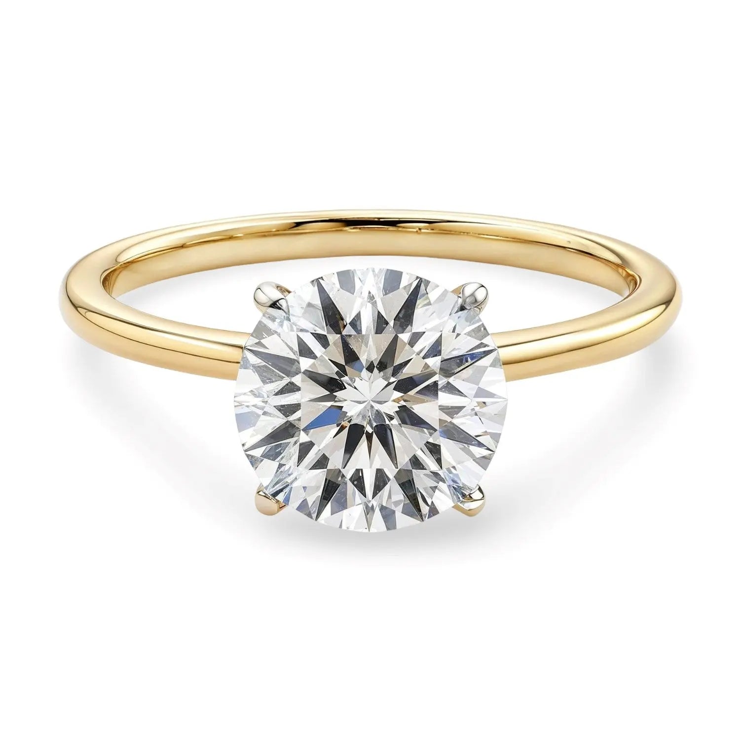 1.5 Carat Round Lab Grown Diamond Solitaire Ring in 14K Yellow Gold