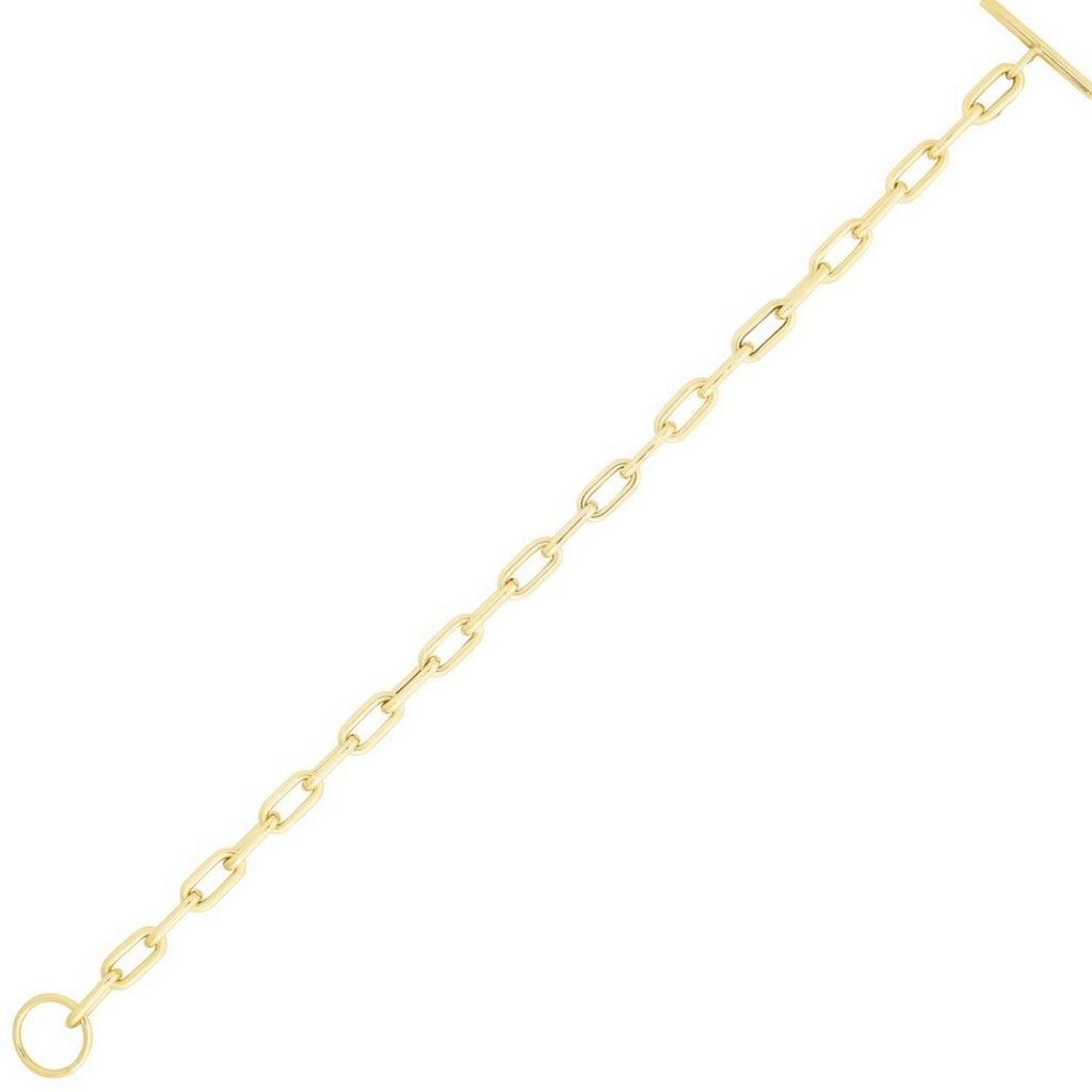 14K Yellow Gold Paperclip Toggle Bracelet